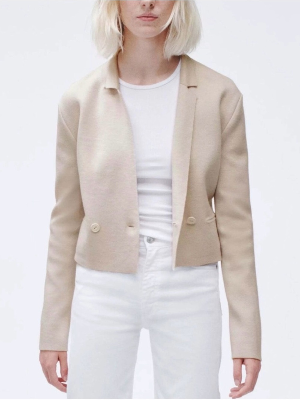 Rag & Bone Ivory Joy Extra Fine Merino Wool Blazer Cardigan - Size Large